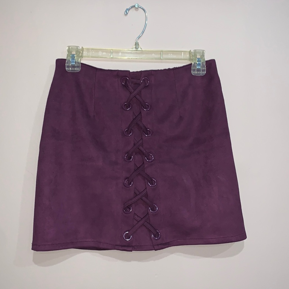 Purple Laced Up Mini Skirt